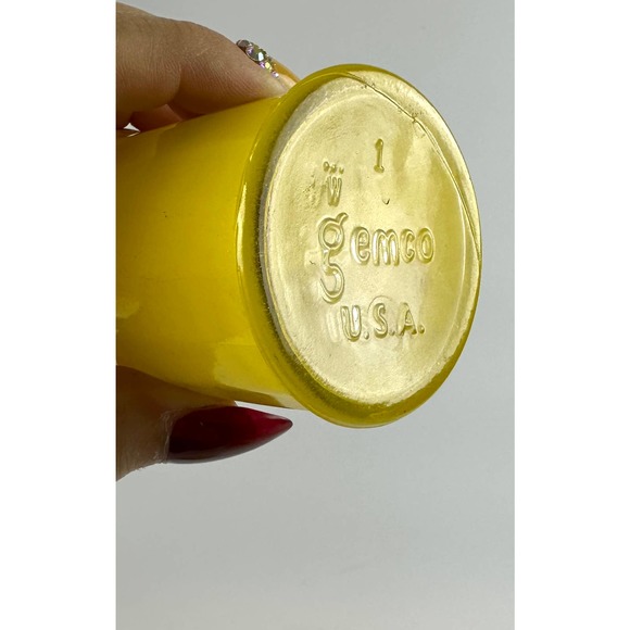 1970s Gemco Pantry Pops Cream or Syrup And Sugar Containers Yellow Orange Glass - Picture 7 of 11